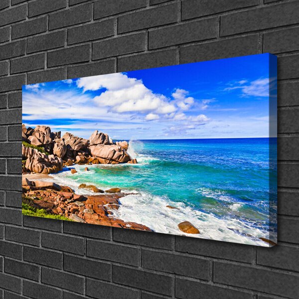 Quadro su tela Spiaggia Rocce Paesaggio Del Mare 100x50 cm