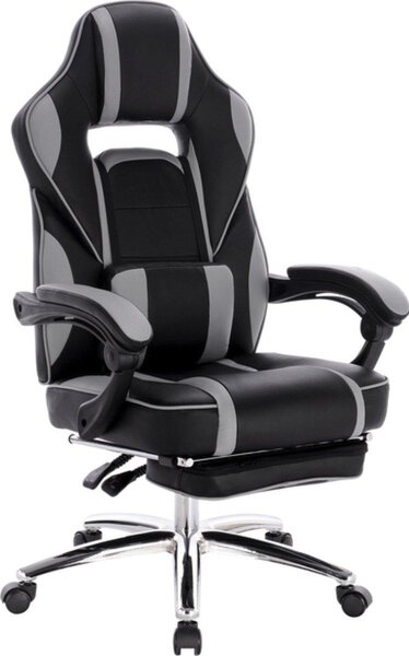Happyment Gaming Chair Tokio - Con poggiapiedi - Grigio - Regolabile in altezza - Ergonomica - Con braccioli