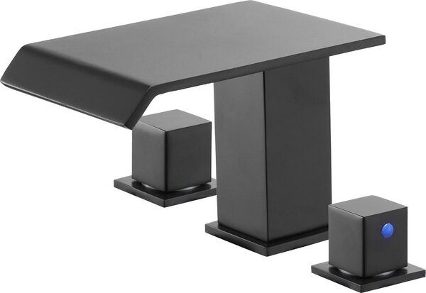 Miscelatore per vasca da bagno - Set di miscelatori per vasca a 3 fori - Due maniglie - Ampia bocca - Da incasso - Acciaio inox
