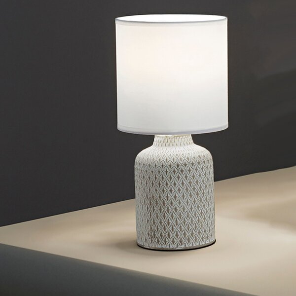 Abat-jour moderna perenz provenza 6694 b e14 led ceramica tessuto lampada tavolo - Perenz
