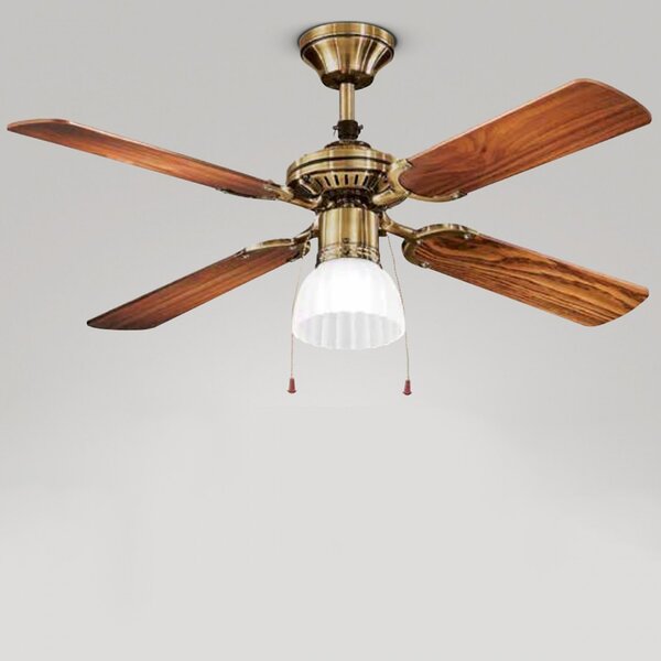 Ventilatore soffitto classico perenz gemini 7064 led lampada soffitto rustica pale legno e27 ip20 - Perenz