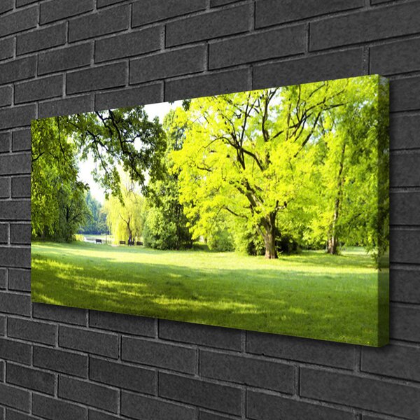 Quadro su tela Parco naturale degli alberi d'erba 100x50 cm