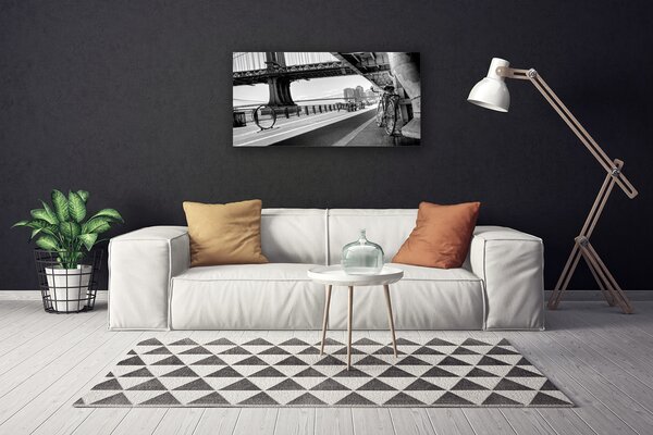 Quadro su tela Ponte. Bici. Architettura 100x50 cm