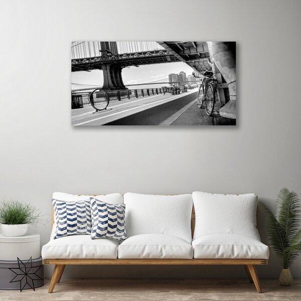 Quadro su tela Ponte. Bici. Architettura 100x50 cm