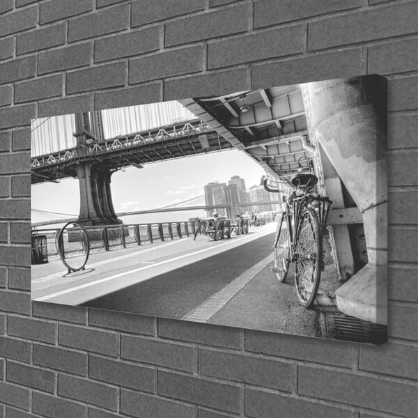 Quadro su tela Ponte. Bici. Architettura 100x50 cm