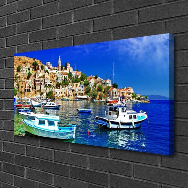 Quadro su tela Barca da città, paesaggio marino 100x50 cm