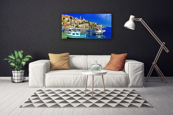 Quadro su tela Barca da città, paesaggio marino 100x50 cm