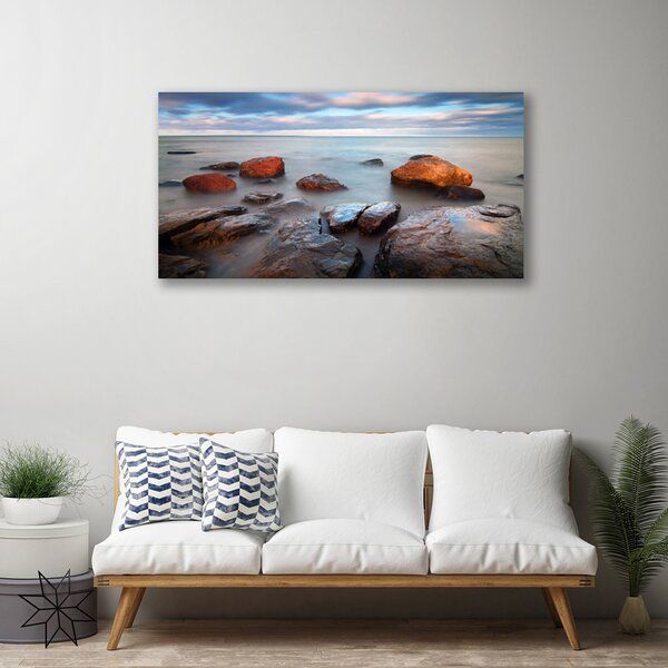 Quadro su tela Paesaggio marino di pietre 100x50 cm
