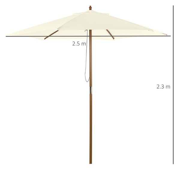 Outsunny Ombrellone in Legno da Esterno Bianco Crema 2.5X2.3M, Tocco di Eleganza per il Tuo Giardino|Aosom