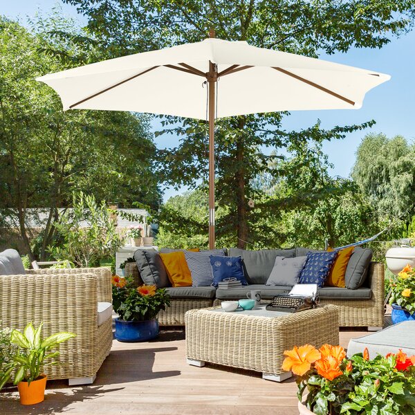 Outsunny Ombrellone in Legno da Esterno Bianco Crema 2.5X2.3M, Tocco di Eleganza per il Tuo Giardino|Aosom