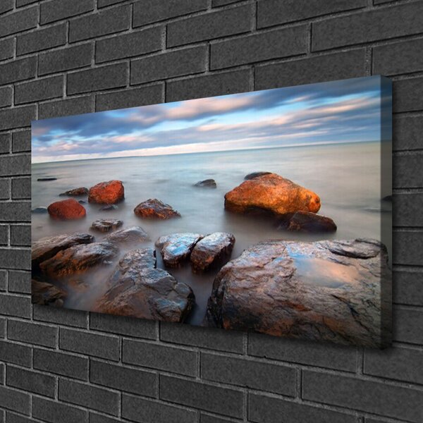 Quadro su tela Paesaggio marino di pietre 100x50 cm