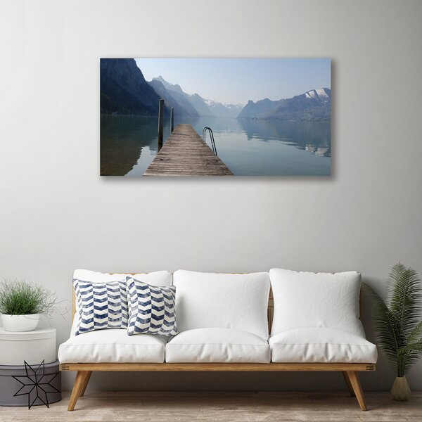 Quadro su tela Paesaggio della montagna del lago del molo 100x50 cm