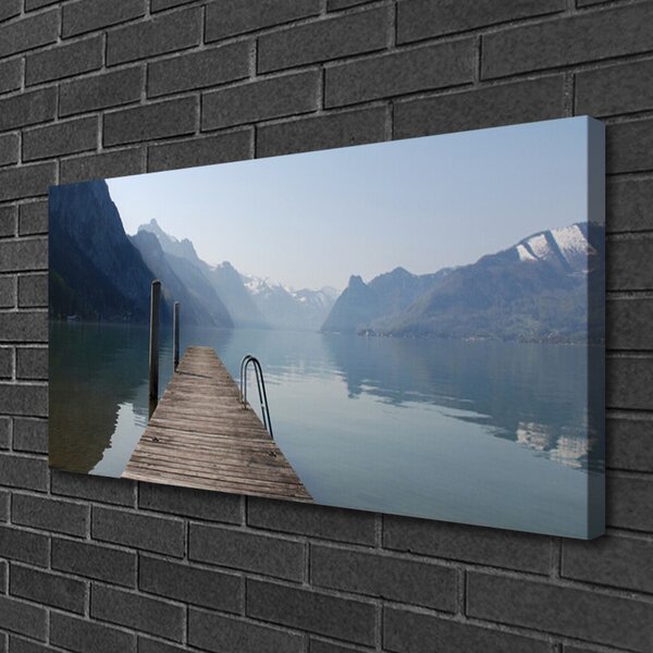 Quadro su tela Paesaggio della montagna del lago del molo 100x50 cm