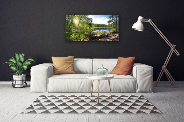 Quadro su tela Foresta, alberi, lago, natura 100x50 cm