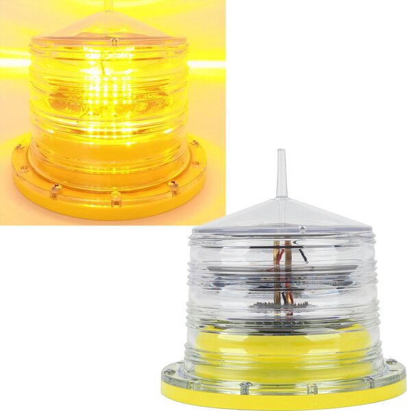 Faro di sicurezza marino a LED solare, alto tasso di conversione, risparmio energetico, controllo preciso, adatto a corsi d'acqua, fiumi, laghi, giallo