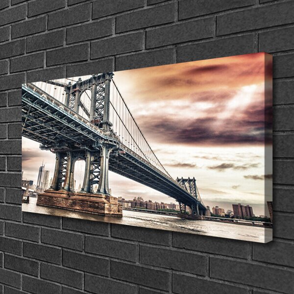 Quadro su tela Architettura della città del ponte 100x50 cm