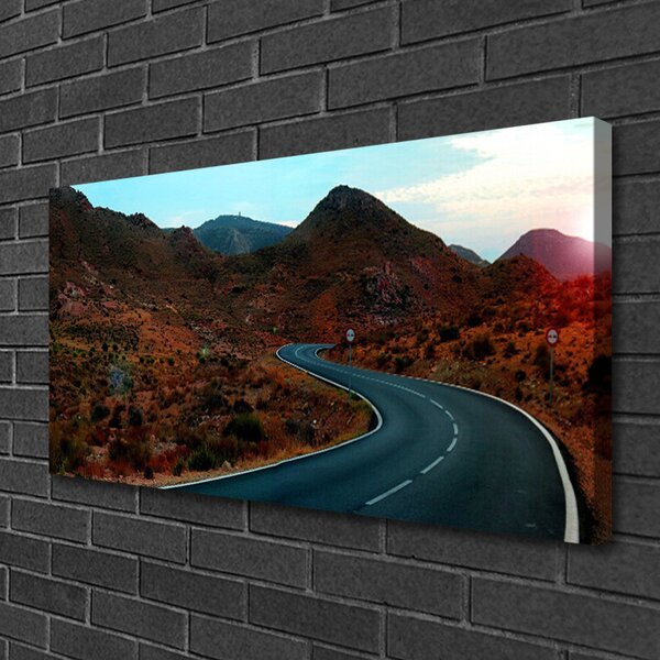 Foto quadro su tela Strada di montagna del deserto 100x50 cm