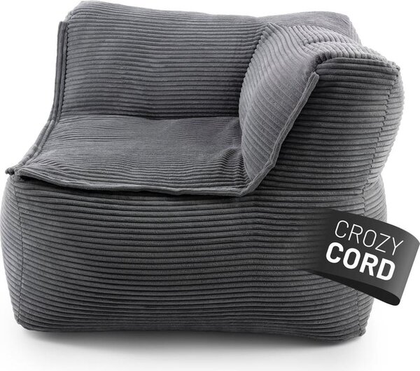 LUMALAND Angolo modulare a destra della gamma Cord, 81x81x70 cm - Rivestimento morbido e lavabile - Grigio