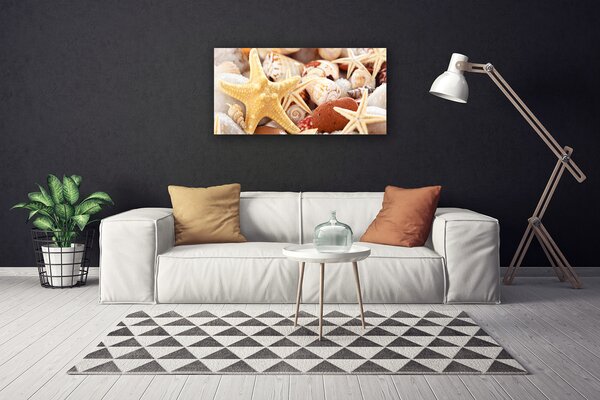 Quadro su tela Spiaggia di conchiglie di stelle marine 100x50 cm