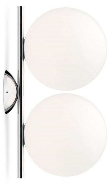 Applique da parete FLOS, IC C/W1 Double, dimmerabile, Bianco, Soggiorno, Vetro, Design