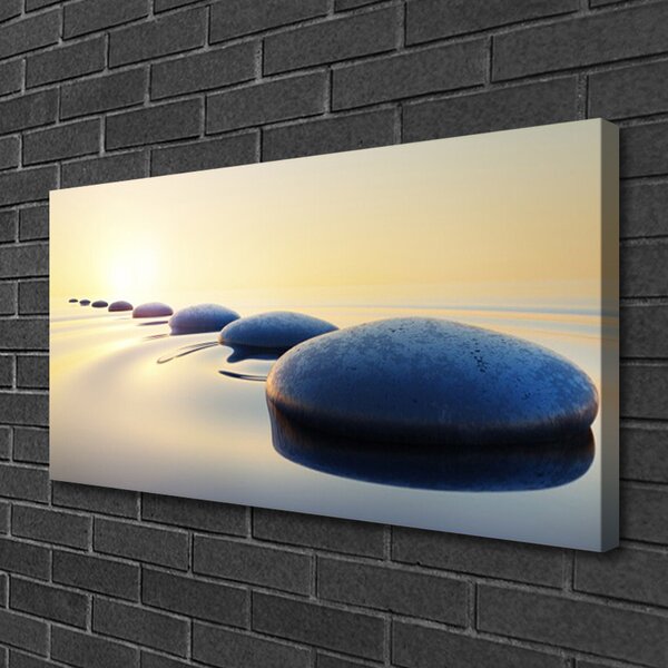 Stampa quadro su tela Pietre nell'acqua termale 100x50 cm