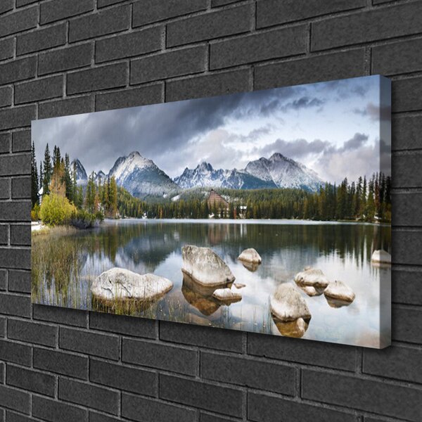 Quadro su tela Paesaggio della foresta di montagna del lago 100x50 cm