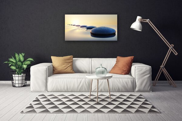 Stampa quadro su tela Pietre nell'acqua termale 100x50 cm