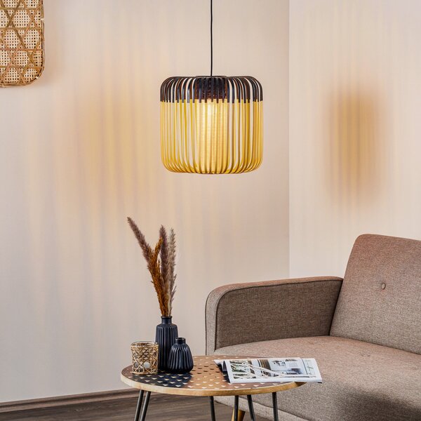 Lampada a sospensione Forestier, Bamboo Light M, dimmerabile, Nero, Soggiorno, Bambù, Design