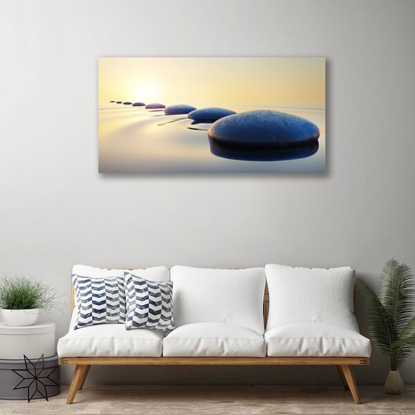 Stampa quadro su tela Pietre nell'acqua termale 100x50 cm