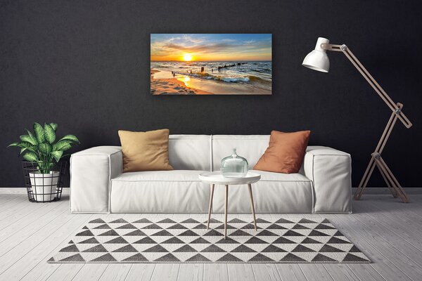 Quadro su tela Spiaggia del mare al tramonto 100x50 cm