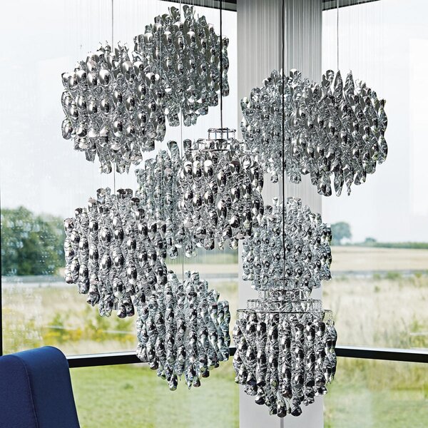 Lampada a sospensione Verpan, Spiral Mini, dimmerabile, Metallizzato, Soggiorno, Plastica, Design