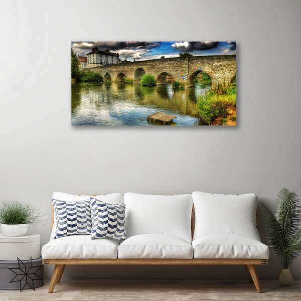 Quadro su tela Architettura del fiume del ponte 100x50 cm