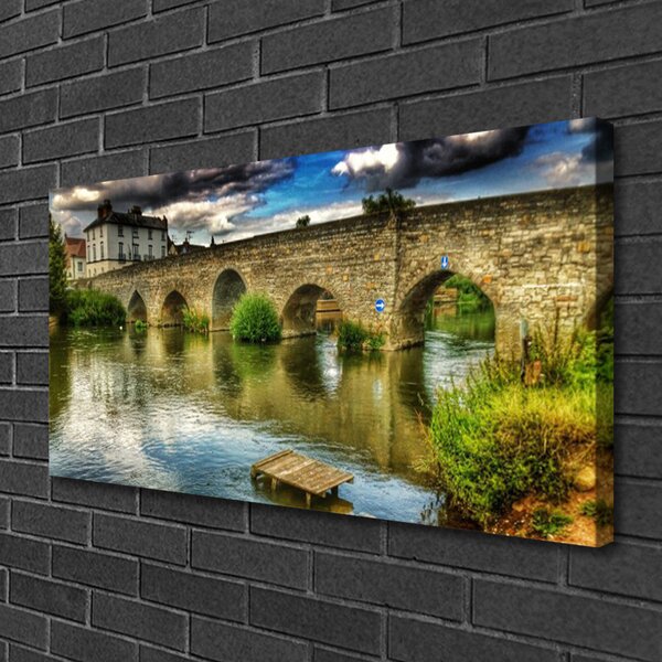 Quadro su tela Architettura del fiume del ponte 100x50 cm