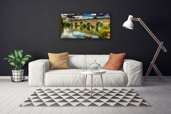 Quadro su tela Architettura del fiume del ponte 100x50 cm