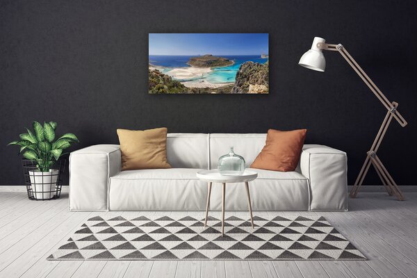 Quadro su tela Montagne della spiaggia del mare dell'isola 100x50 cm