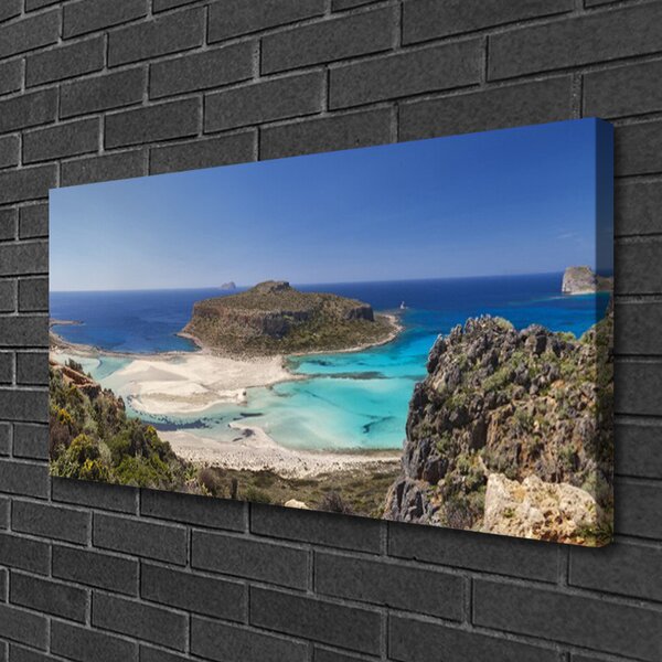 Quadro su tela Montagne della spiaggia del mare dell'isola 100x50 cm