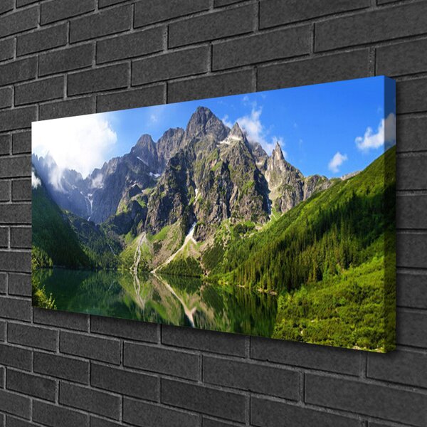 Quadro su tela Monti Tatry Morskie Oko Las 100x50 cm