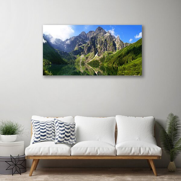 Quadro su tela Monti Tatry Morskie Oko Las 100x50 cm
