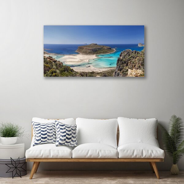 Quadro su tela Montagne della spiaggia del mare dell'isola 100x50 cm
