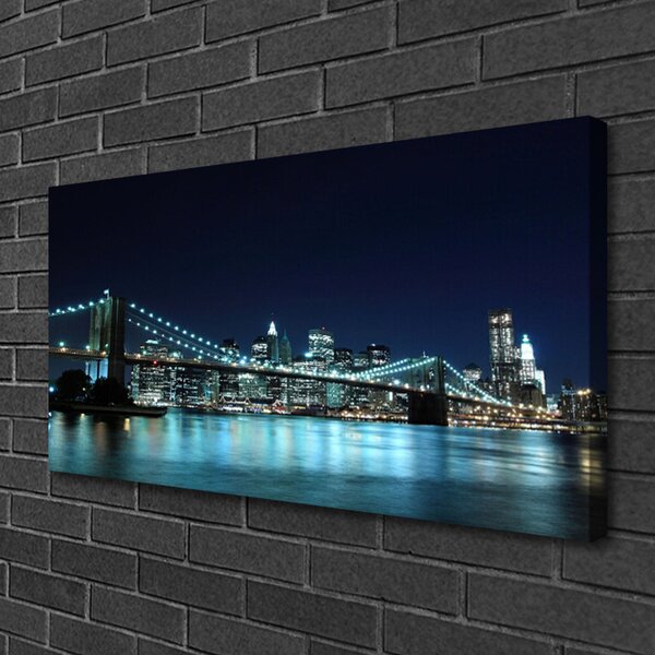Quadro su tela Notte di architettura della città del ponte 100x50 cm