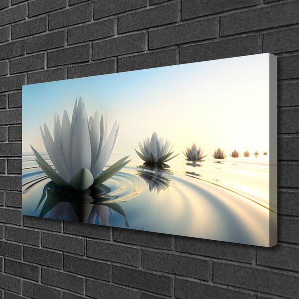 Quadro stampa su tela Ninfee, fiori di stagno 100x50 cm