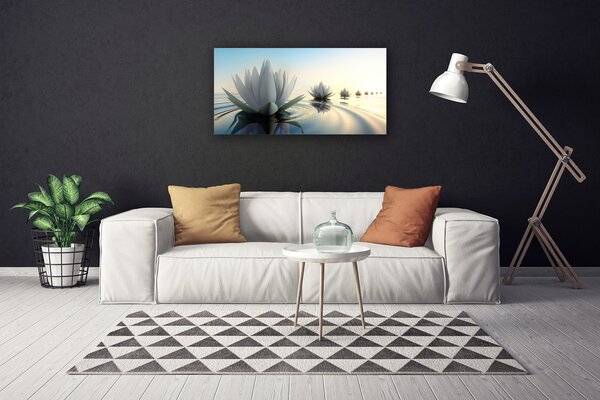 Quadro stampa su tela Ninfee, fiori di stagno 100x50 cm