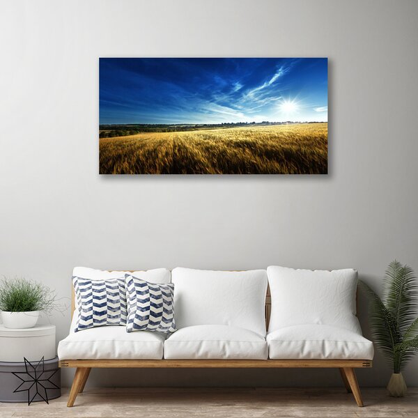Quadro su tela Paesaggio del sole del campo di mais 100x50 cm