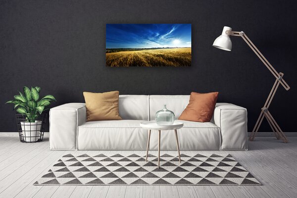 Quadro su tela Paesaggio del sole del campo di mais 100x50 cm