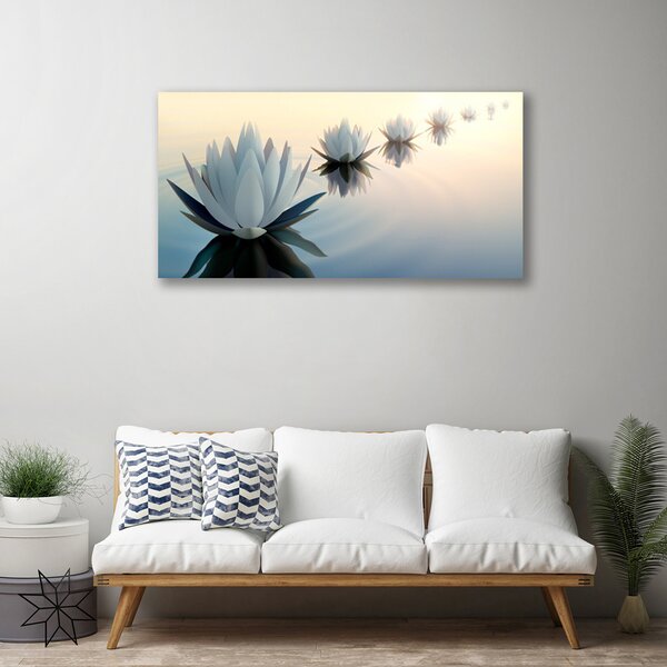 Quadro su tela Ninfee Fungo Bianco 100x50 cm