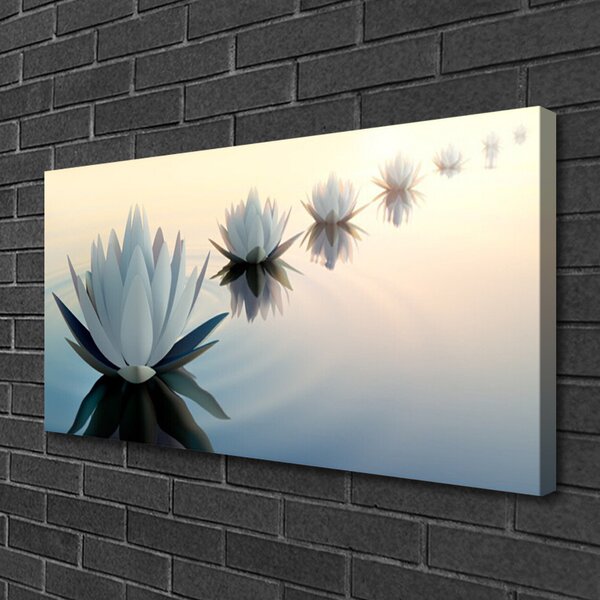 Quadro su tela Ninfee Fungo Bianco 100x50 cm