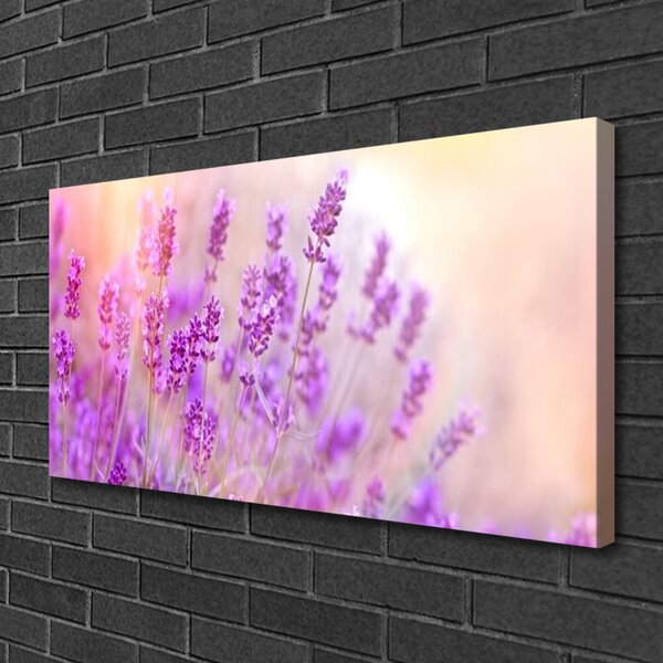 Quadro su tela Campo Di Lavanda Con Fiori Di Sole 100x50 cm