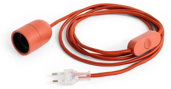 Portalampada COMMON E27, cavo con spina rosso ruggine 2,4 m