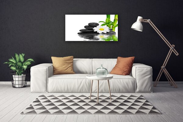 Stampa quadro su tela Steli di bambù Zen Stones 100x50 cm