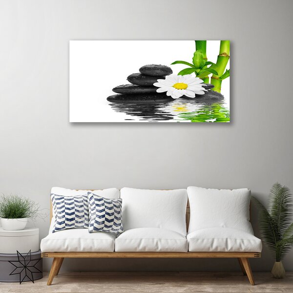 Stampa quadro su tela Steli di bambù Zen Stones 100x50 cm